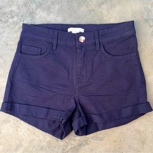 H&M NWOT Navy Blue High Waist Cuffed Casual Size 2 Shorts
